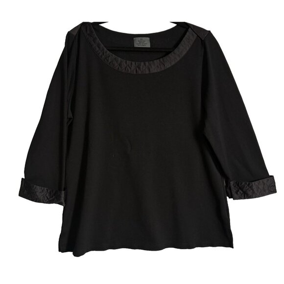 CHANEL Women Logo Cuff Top Pullover Collared Sz XL Black Sample Luxury 19-3 - Picture 1 of 13